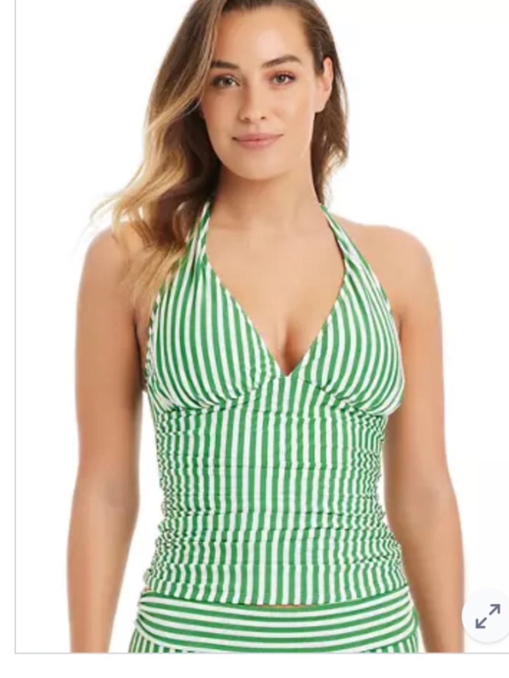 Crown & Ivy sz 12 green stripe into the garden swimsuit tankini top